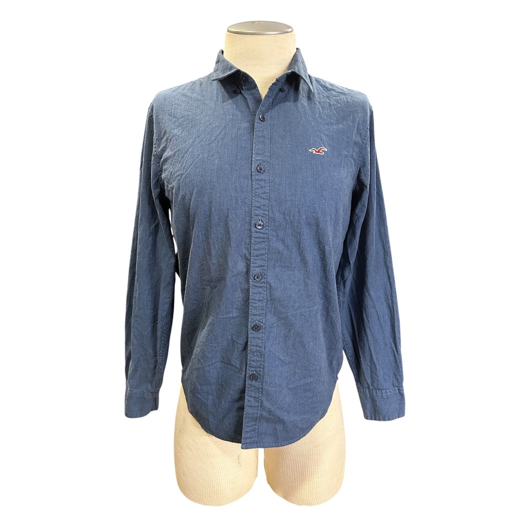Hollister Epic Flex Mens Button Down Shirt Small Blue Stretch Long Sleeve